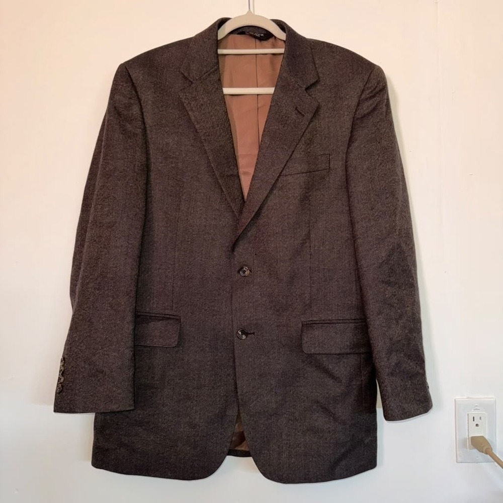 Jos. A. Bank Men's Size 40R Blazer Jacket Wool Blend Brown Sport Coat Textured
